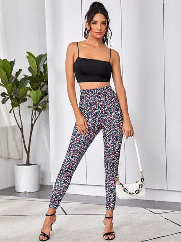 Ditsy Floral Print Pants - takostyle