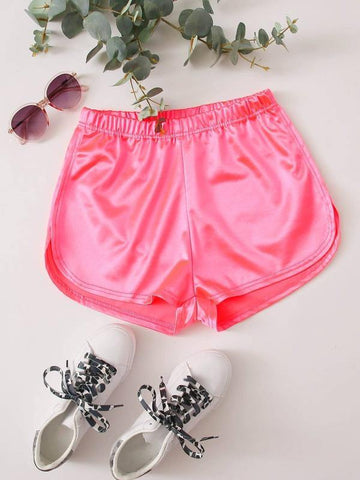 Solid Satin Dolphin Shorts - takostyle