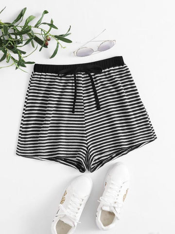 Tie Waist Striped Shorts - takostyle