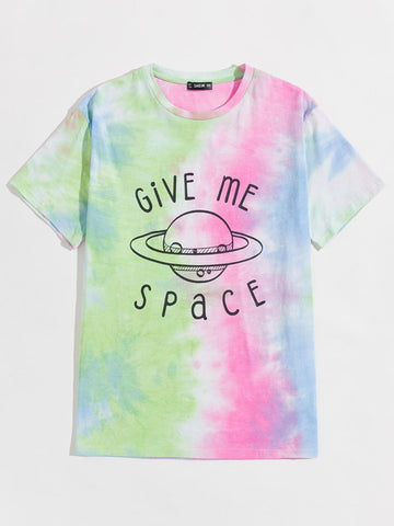Men Slogan Graphic Tie Dye Tee