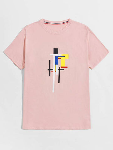 Men Geo Print Short Sleeve Tee