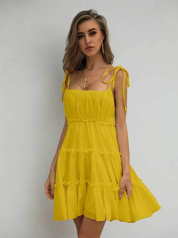 Missord Frill Trim Layered Hem Cami Dress - takostyle