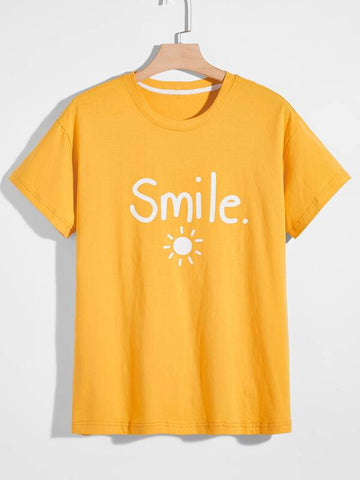 Men Sun And Letter Graphic Tee