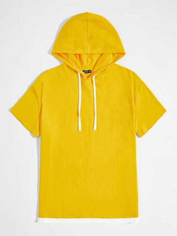 Men Solid Hooded Top