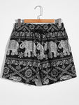 Men Tribal Print Tie Front Shorts