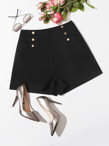 Double Breasted Wide Leg Shorts - takostyle