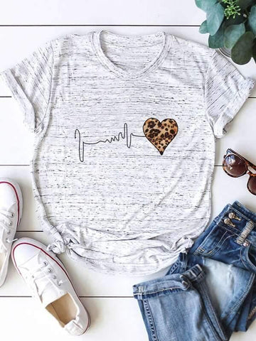 Space Dye Heart Print Tee - takostyle