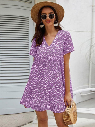 Ditsy Floral Print Smock Dress - takostyle