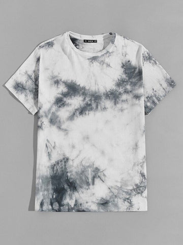 Men Rib-knit Tie Dye Tee