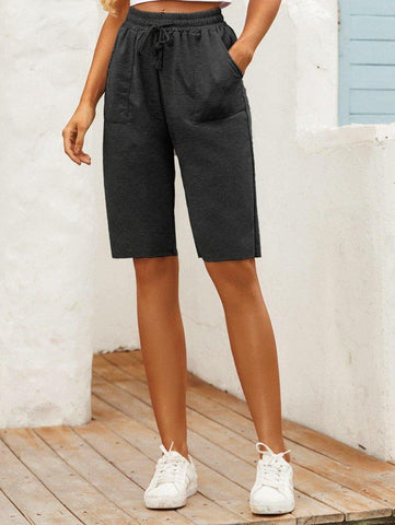 Drawstring Waist Bermuda Shorts - takostyle