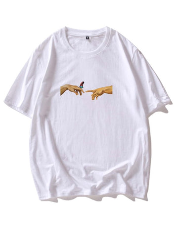 Men Figure And Butterfly Print Tee