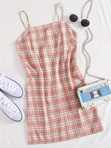 Tartan Print Mini Cami Dress
