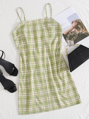 Tartan Print Mini Cami Dress