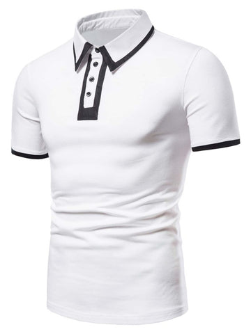 Men Contrast Binding Polo Shirt