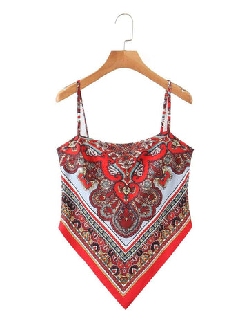 Tribal Print Tie Back Bandana Cami Top - takostyle