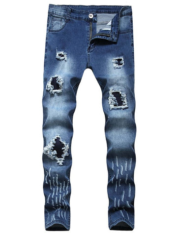 Men Ripped Washed Skinny Jeans