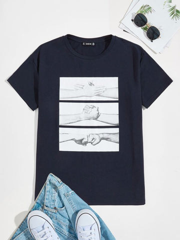 Men Drop Shoulder Figure Graphic Tee