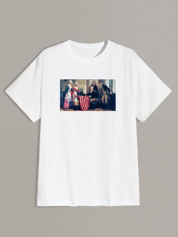 Men Oil Painting Print Tee