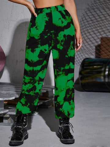 Elastic Waist Tie Dye Sweatpants - takostyle