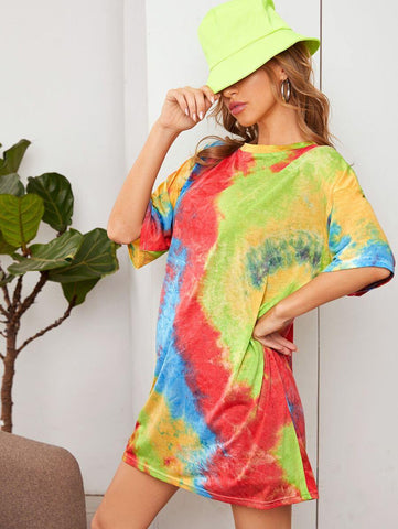 Tie Dye Drop Shoulder Oversized Tee - takostyle
