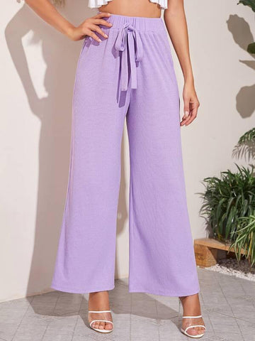 Knot Front Wide Leg Pants - takostyle