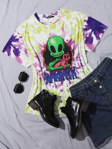 Alien and Tie Dye Tee - takostyle