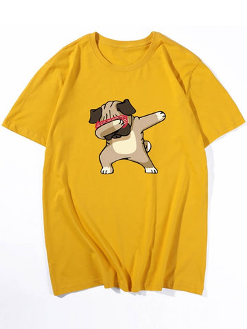 Men Cartoon Dog Print Tee
