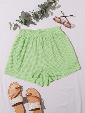 Waffle Knit Solid Shorts - takostyle