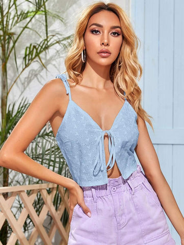 Tie Front Schiffy Cami Top - takostyle