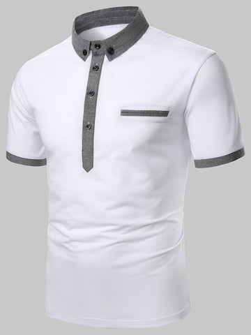 Men Contrast Panel Polo Shirt