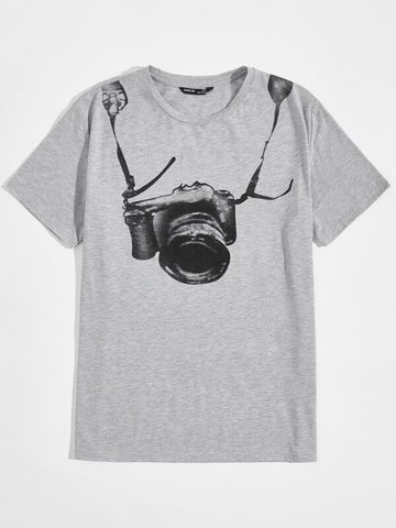Men Camera Print Tee
