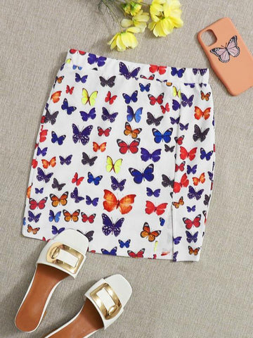 Split Hem Solid Skirt - takostyle