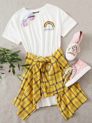 Rainbow &amp; Letter Graphic Tee Dress