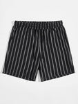 Men Drawstring Waist Striped Shorts