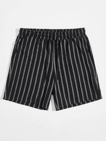 Men Drawstring Waist Striped Shorts