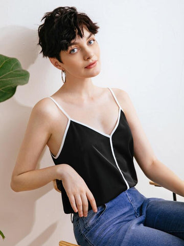 Contrast Binding Cami Top - takostyle