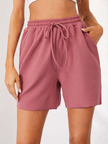 Drawstring Waist Slant Pocket Track Shorts - takostyle