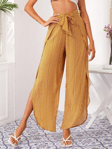 Tribal Print Belted Petal Pants - takostyle