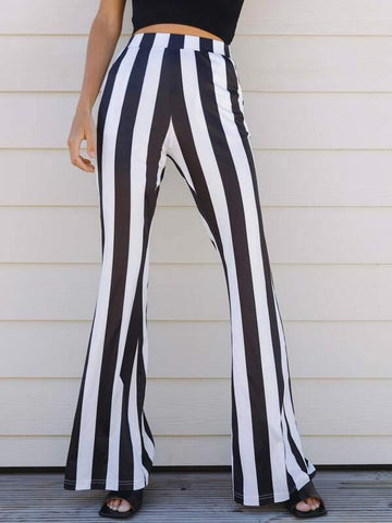 Flare Leg Striped Pants - takostyle