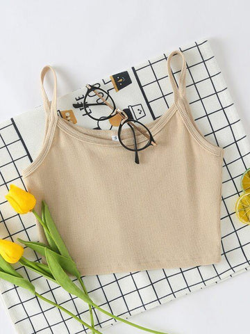 Rib-Knit Crop Cami Top - takostyle