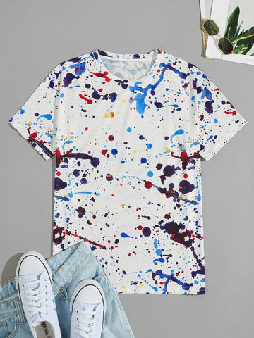 Men Paint Splatter Print Tee