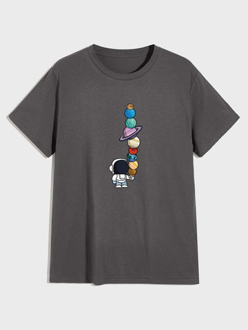 Men Planet & Cartoon Graphic Tee