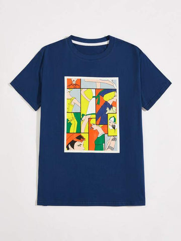 Men Cartoon Figure Graphic Tee