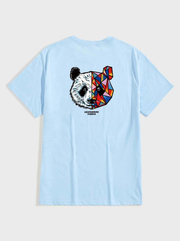 Men Letter & Cartoon Panda Print Tee
