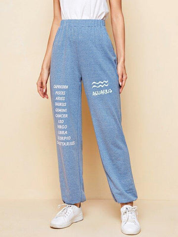 Slogan Graphic Sweatpants - takostyle