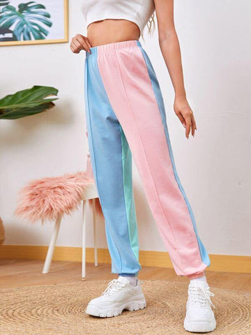 Colorblock Seam Front Sweatpants - takostyle