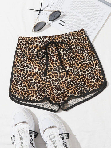 Tie Front Contrast Binding Dolphin Shorts - takostyle