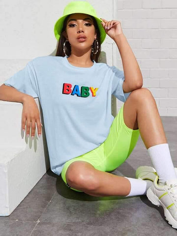 Drop Shoulder Letter Graphic Tee - takostyle