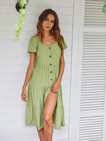 Sweetheart Neck Ruffle Hem A-line Dress - takostyle