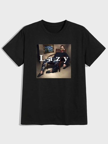 Men Figure And Letter Graphic Tee